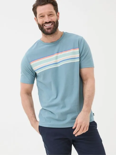 Men Fatface TShirts Blue Chest Stripe TShirt
