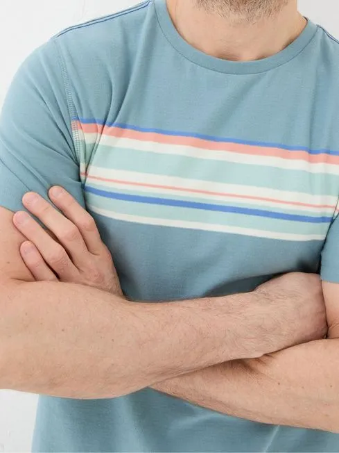 Men Fatface TShirts Blue Chest Stripe TShirt