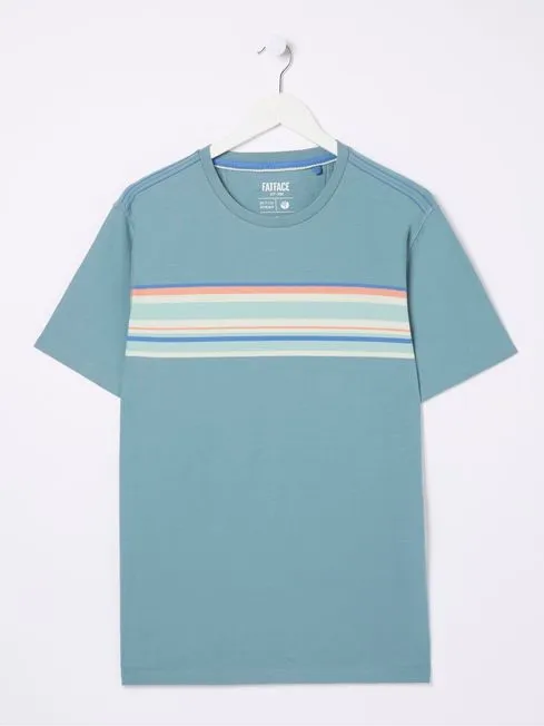 Men Fatface TShirts Blue Chest Stripe TShirt