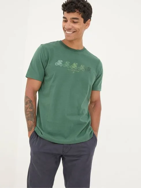 Men Fatface TShirts Green Cyclist TShirt