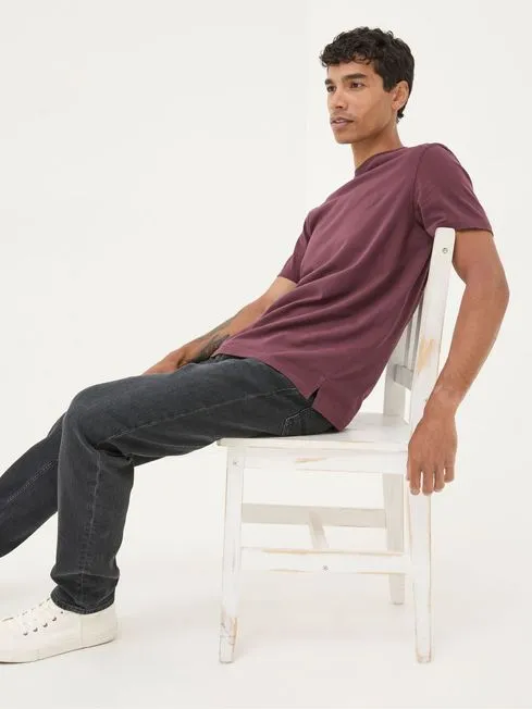 Men Fatface TShirts Lulworth Burgundy Red 100 Cotton Organic Crew TShirt