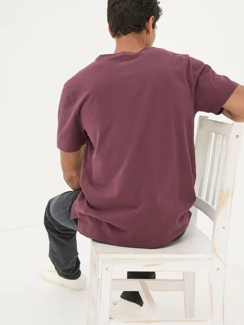 Men Fatface TShirts Lulworth Burgundy Red 100 Cotton Organic Crew TShirt