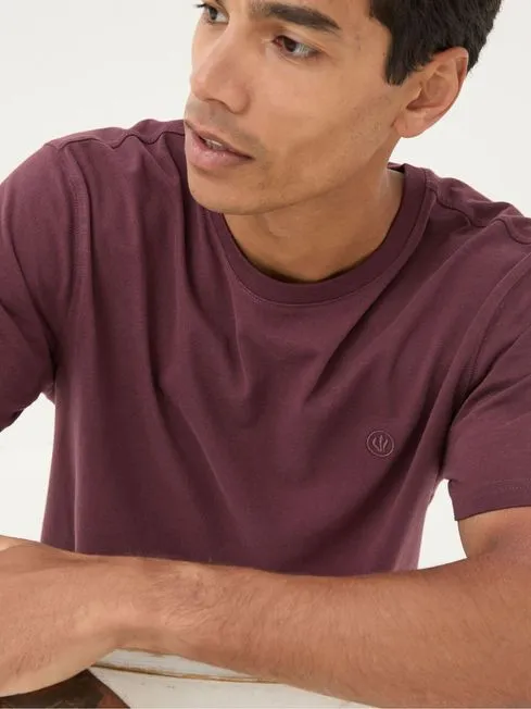 Men Fatface TShirts Lulworth Burgundy Red 100 Cotton Organic Crew TShirt