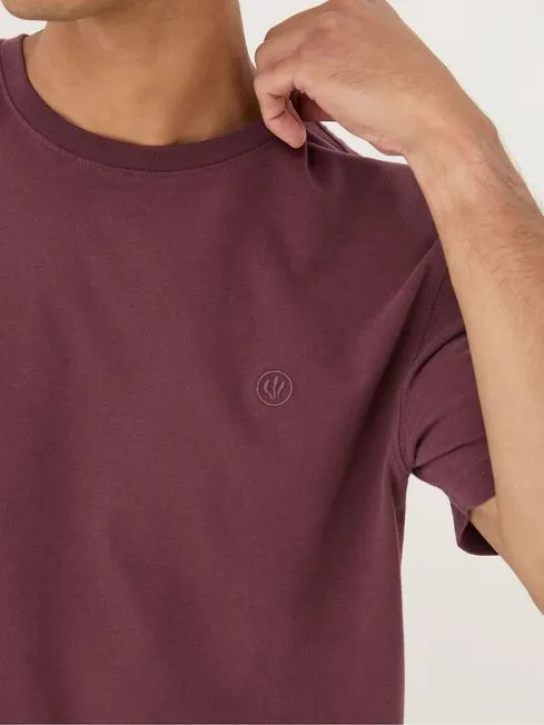 Men Fatface TShirts Lulworth Burgundy Red 100 Cotton Organic Crew TShirt