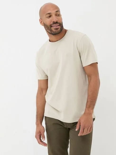 Men Fatface TShirts Lulworth Natural 100 Cotton Organic Crew TShirt