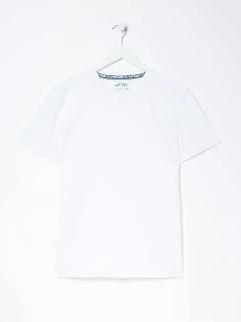 Men Fatface TShirts Lulworth White 100 Cotton Organic Crew TShirt