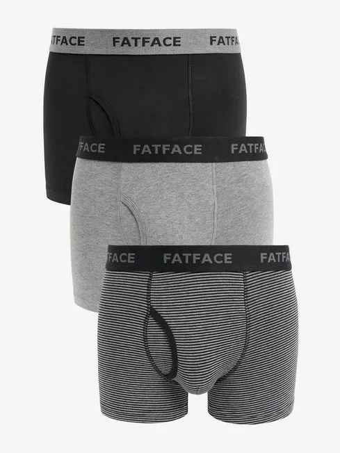Men Fatface Underwear Grey Stripe Classic Cotton Boxer 3 Pack