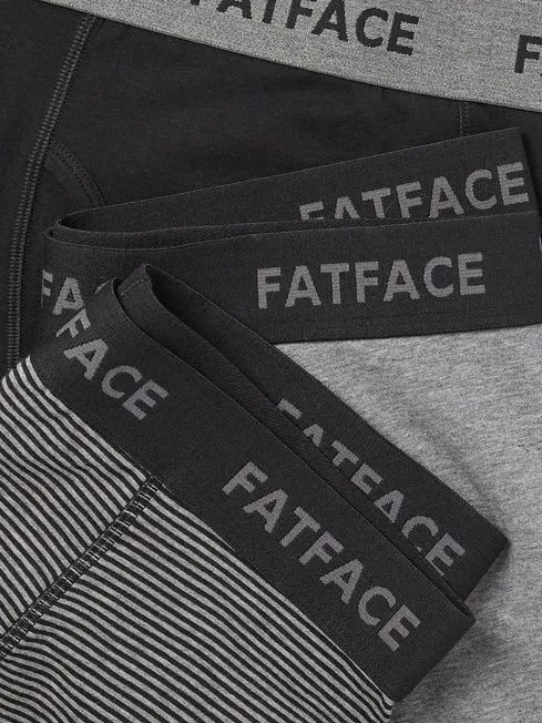 Men Fatface Underwear Grey Stripe Classic Cotton Boxer 3 Pack