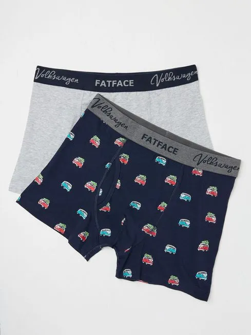 Men Fatface Underwear Grey Volkswagen Festive Print Boxers 2 Pack