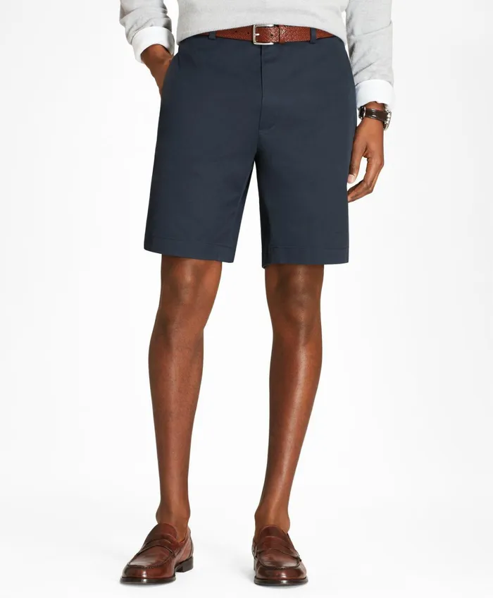 Men Flat Front Stretch Advantage Chino Shorts Navy Brooks Brothers Shorts and Swimwear
