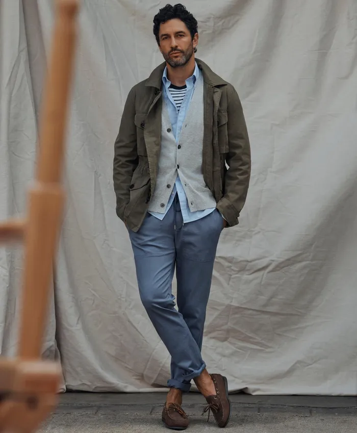 Men Friday Drawstring Chino Pants Light Blue Brooks Brothers Chinos and Casual Pants