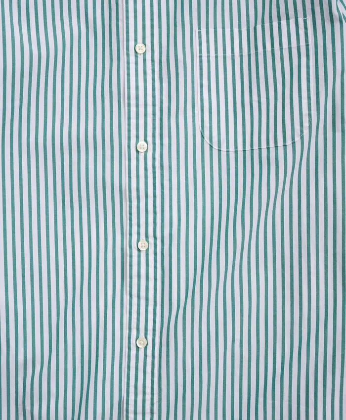 Men Friday Shirt Poplin Bengal Stripe Green Brooks Brothers Sport Shirts