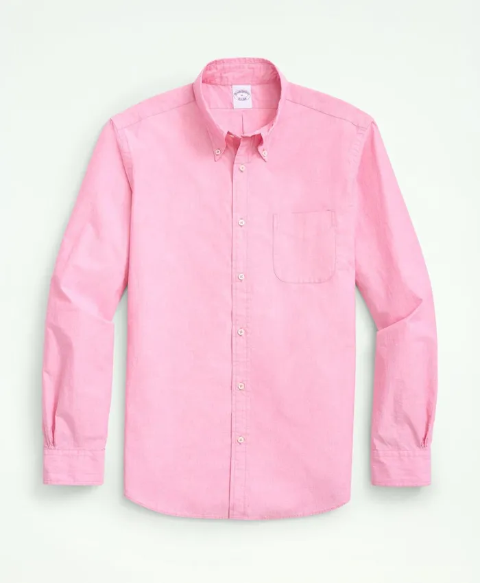 Men Friday Shirt Poplin EndOnEnd Pink Brooks Brothers Sport Shirts