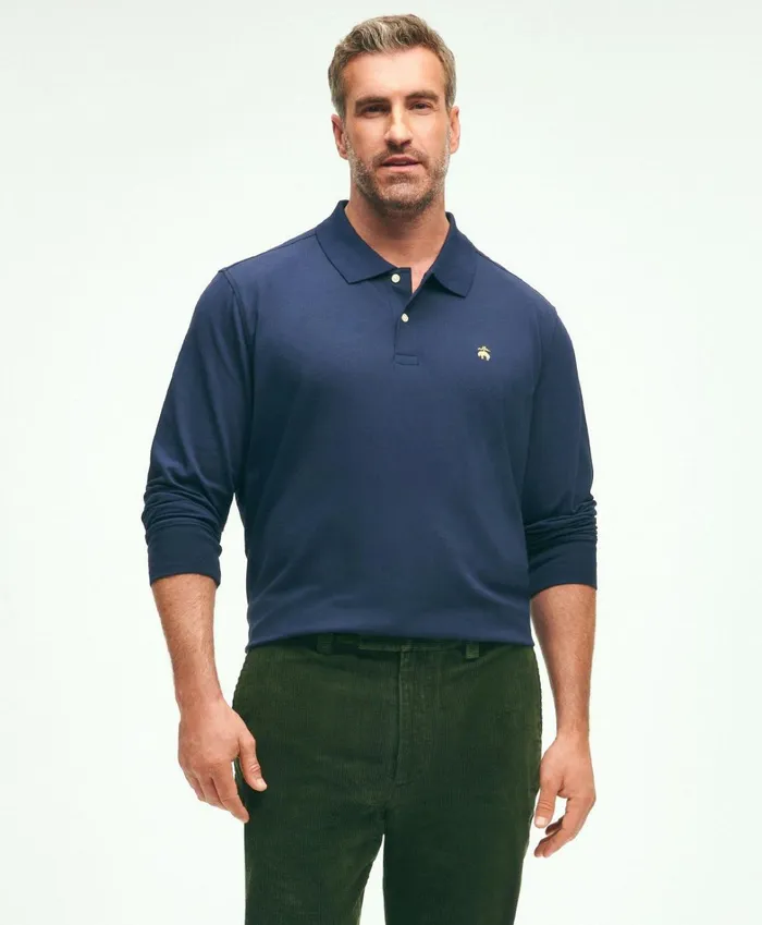 Men Golden Fleece Big and Tall Stretch Supima LongSleeve Polo Shirt Navy Brooks Brothers Polo and Rugby Shirts Men Golden Fleece Big and Tall Stretch Supima LongSleeve Polo Shirt Navy Brooks Brothers Polo and Rugby Shirts