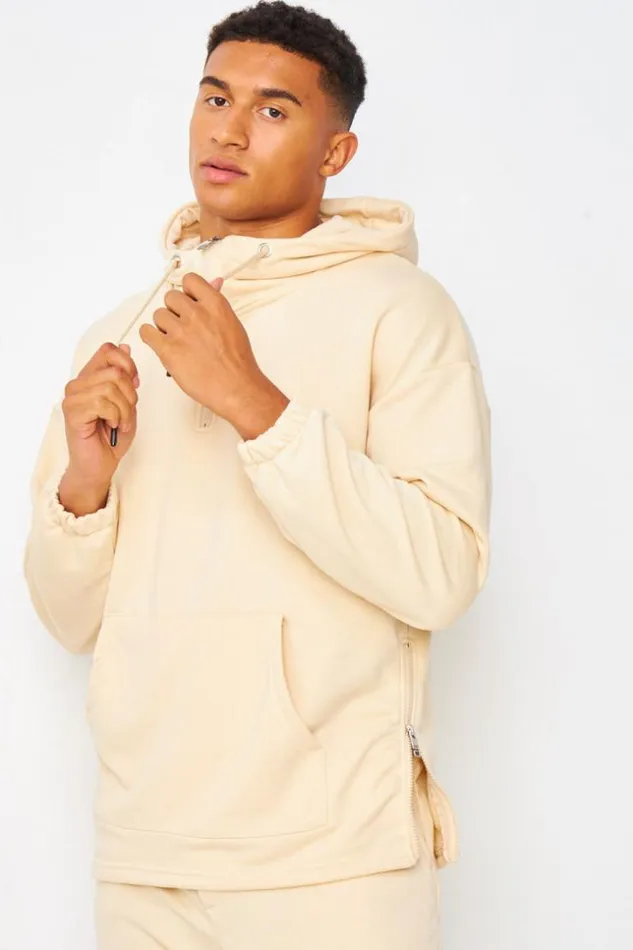 Men HalfZip Hoodie In Beige Beige Brentiny Paris Sweatshirts and Pullovers