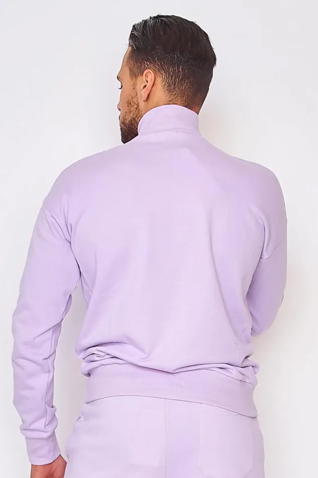 Men Half Zip Sweatshirt In Purple Purple Brentiny Paris Sweatshirts and Pullovers