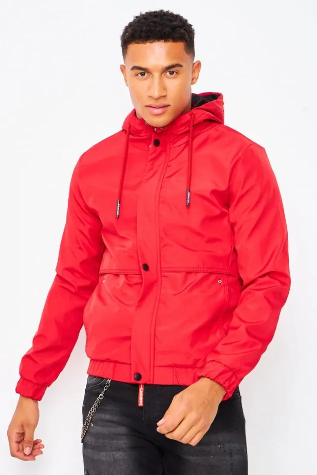 Men Hooded Windbreaker Jacket In Red Red Brentiny Paris Jackets