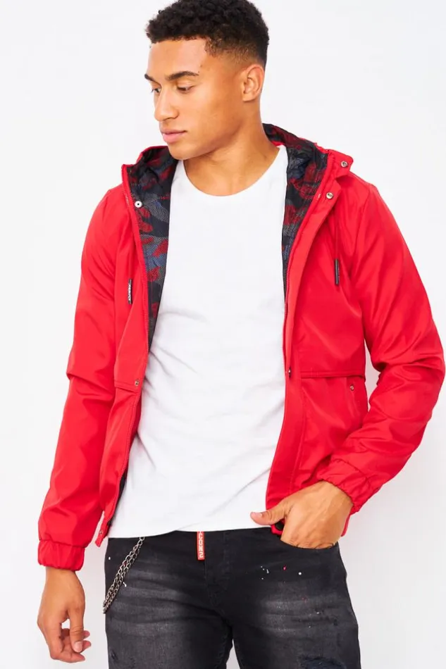 Men Hooded Windbreaker Jacket In Red Red Brentiny Paris Jackets