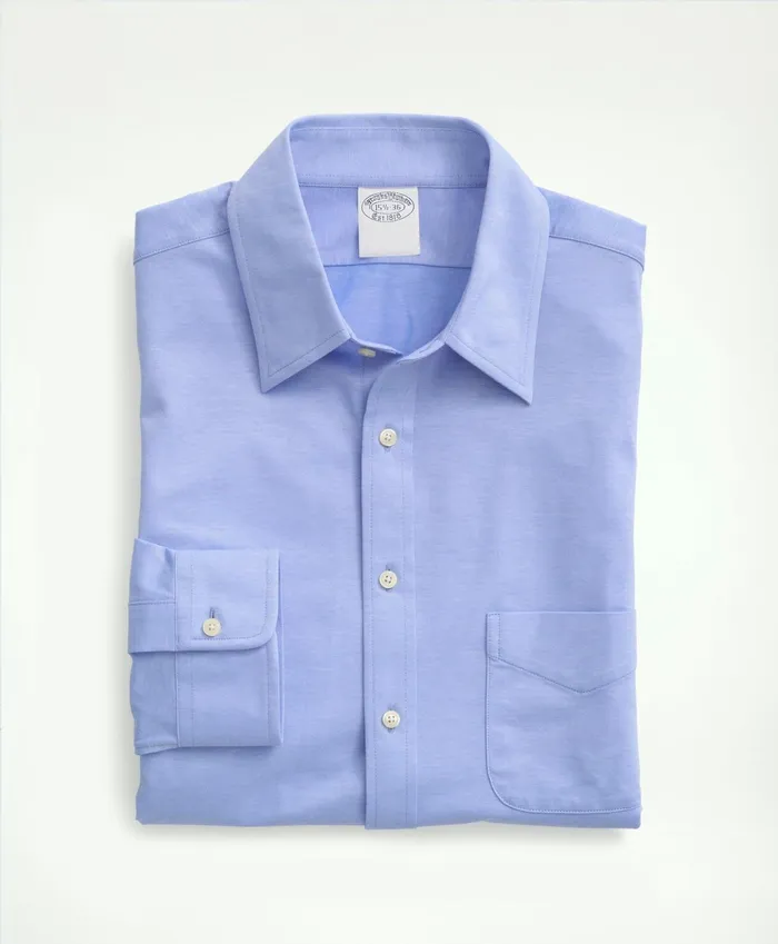 Men Japanese Knit Dress Shirt Slim Fit Light Blue Brooks Brothers Dress Shirts