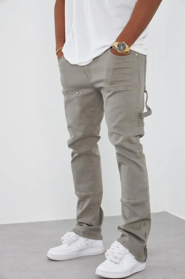 Men Jean Kaki Empicement Khaki Brentiny Paris Jeans