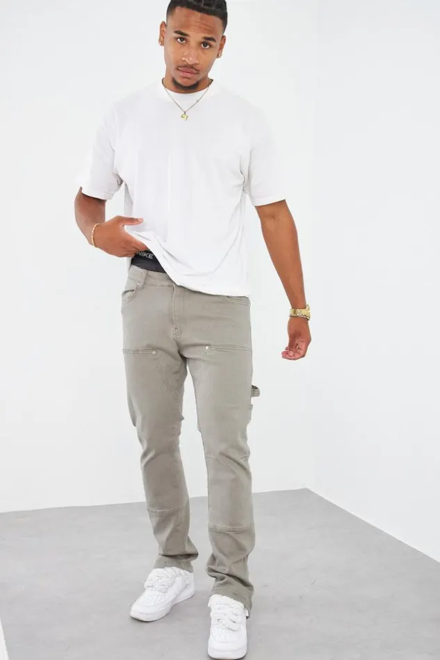 Men Jean Kaki Empicement Khaki Brentiny Paris Jeans