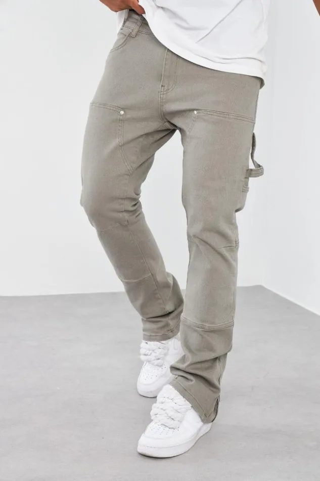 Men Jean Kaki Empicement Khaki Brentiny Paris Jeans