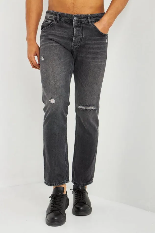 Men Jean Noir Dchir Black Brentiny Paris Jeans