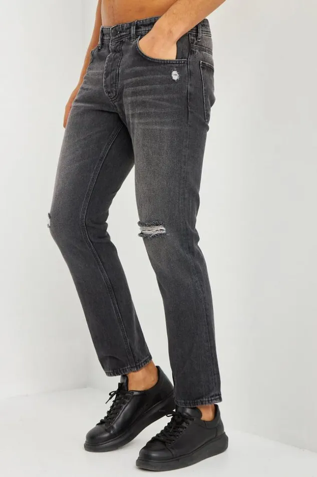 Men Jean Noir Dchir Black Brentiny Paris Jeans