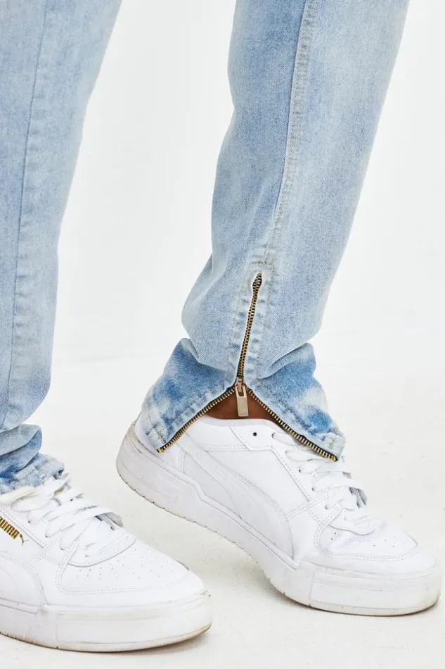 Men Jean Slim Effet Dchir Bleu Clair Tch Bleuclair Brentiny Paris Jeans
