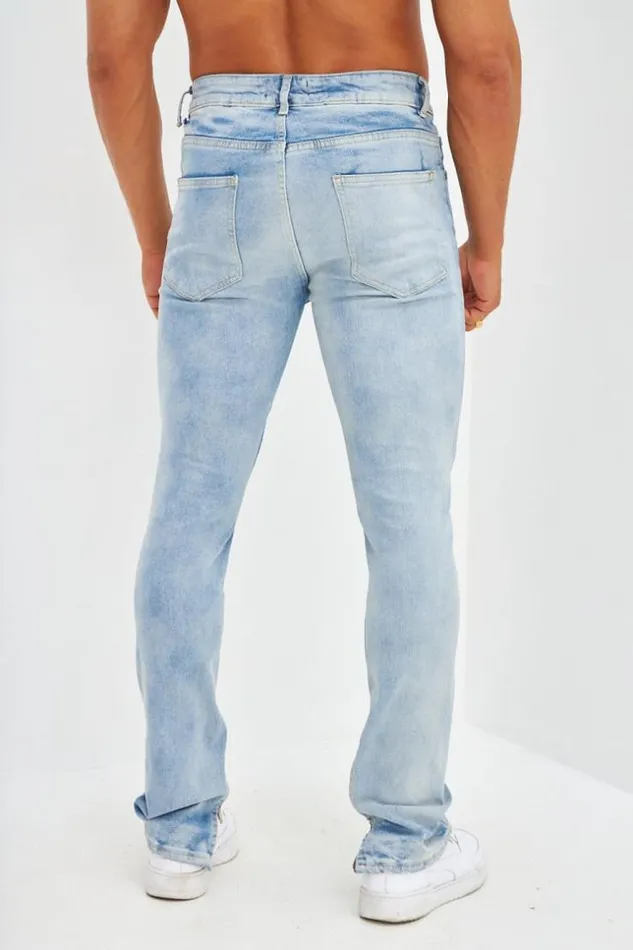 Men Jean Slim Effet Dchir Bleu Clair Tch Bleuclair Brentiny Paris Jeans