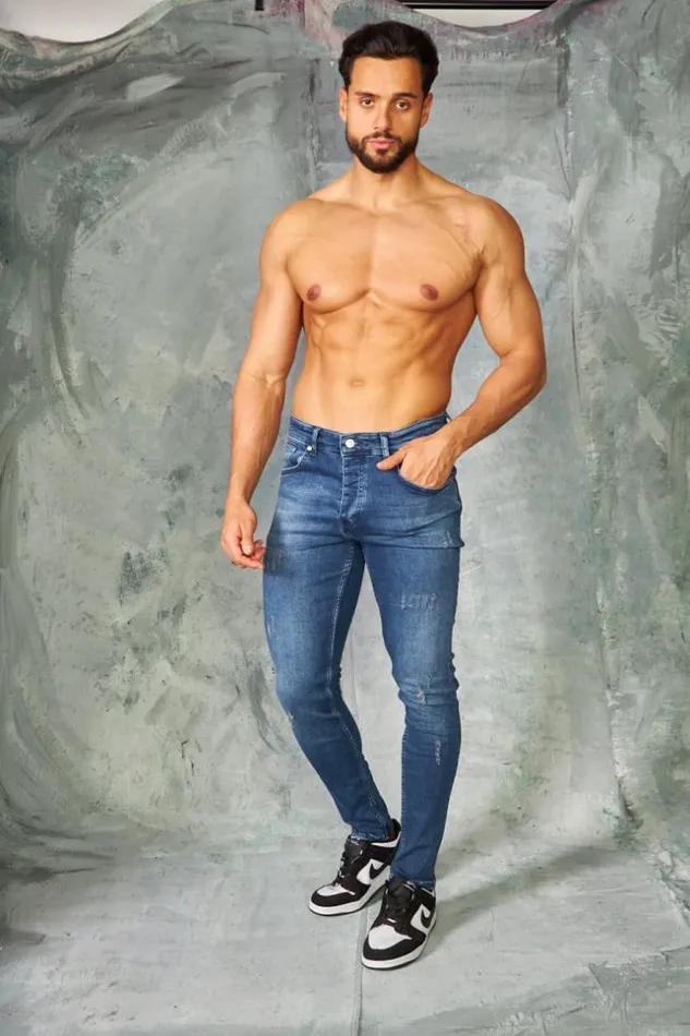 Men Jeans Skinny Bleu Fonc Griff Blue Brentiny Paris Jeans