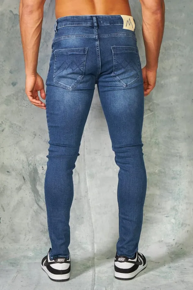 Men Jeans Skinny Bleu Fonc Griff Blue Brentiny Paris Jeans