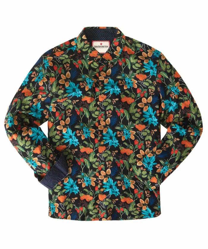 Men Joe Browns Fabulous Fruit And Floral Shirt Black