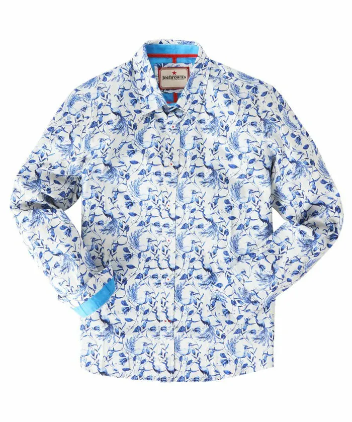 Men Joe Browns Free As A Bird Shirt White Blue Men Joe Browns Free As A Bird Shirt White Blue
