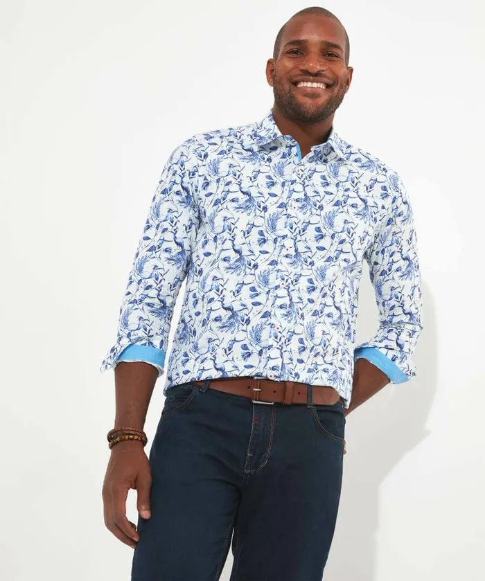 Men Joe Browns Free As A Bird Shirt White Blue Men Joe Browns Free As A Bird Shirt White Blue