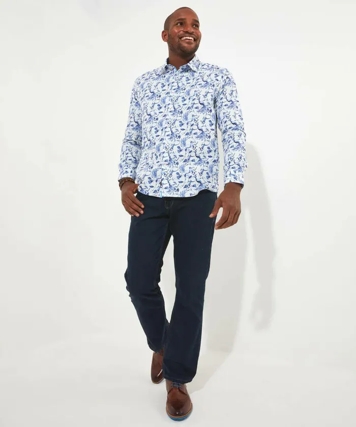 Men Joe Browns Free As A Bird Shirt White Blue Men Joe Browns Free As A Bird Shirt White Blue