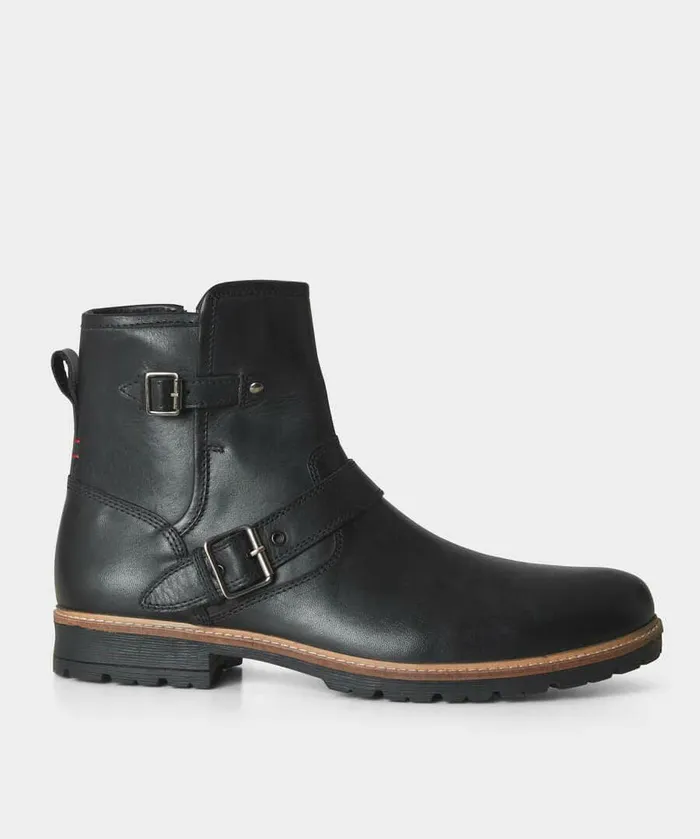Men Joe Browns Snake Pass Leather Biker Boots Blacktan