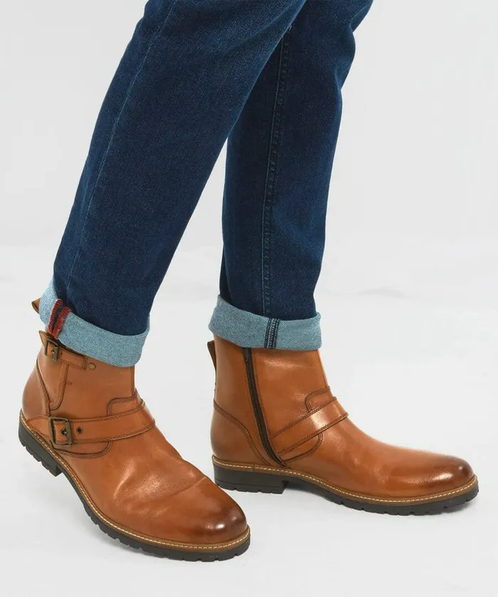 Men Joe Browns Snake Pass Leather Biker Boots Blacktan Men Joe Browns Snake Pass Leather Biker Boots Blacktan