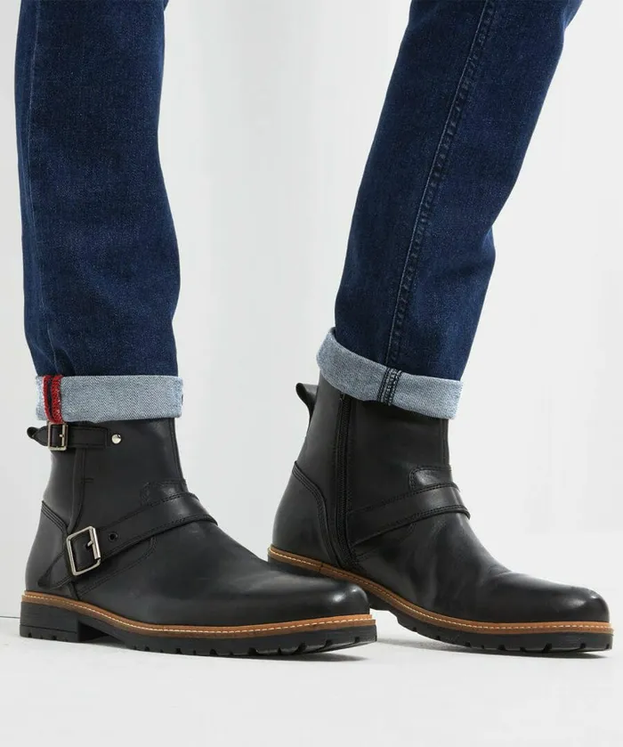 Men Joe Browns Snake Pass Leather Biker Boots Blacktan Men Joe Browns Snake Pass Leather Biker Boots Blacktan