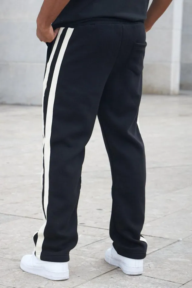 Men Jogging Noir Bandes Bicolore Black Brentiny Paris Jogging Bottoms