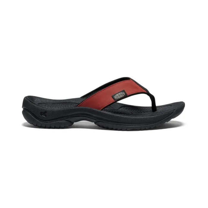 Men KEEN Sandals Kona Flip Fired BrickBlack Leather FlipFlop