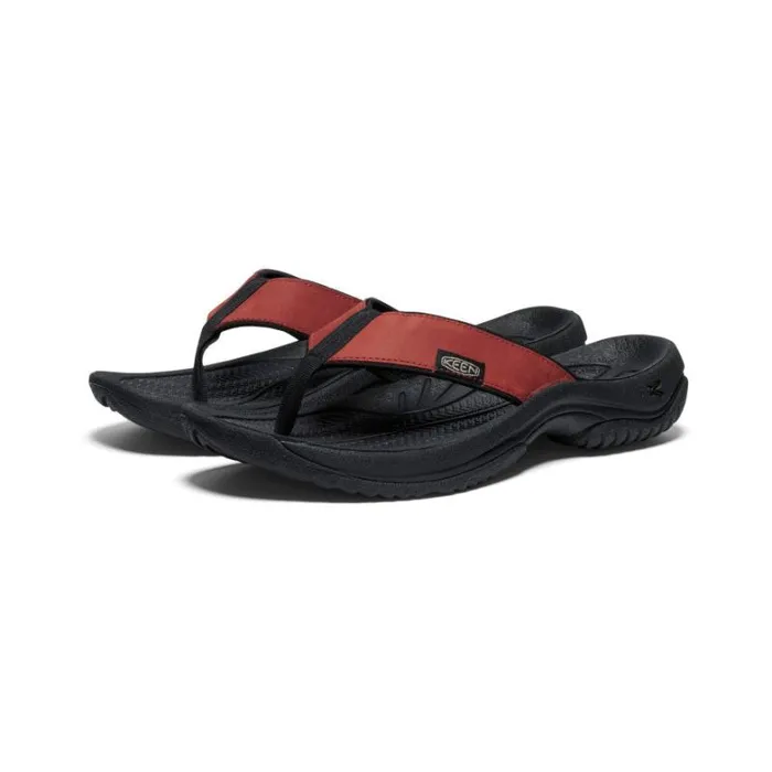 Men KEEN Sandals Kona Flip Fired BrickBlack Leather FlipFlop Men KEEN Sandals Kona Flip Fired BrickBlack Leather FlipFlop