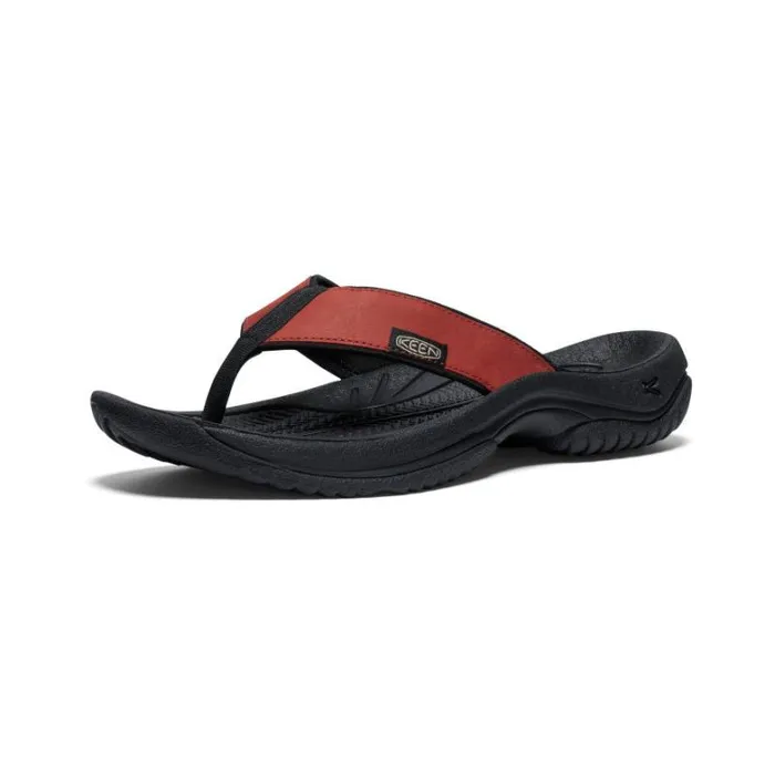 Men KEEN Sandals Kona Flip Fired BrickBlack Leather FlipFlop Men KEEN Sandals Kona Flip Fired BrickBlack Leather FlipFlop