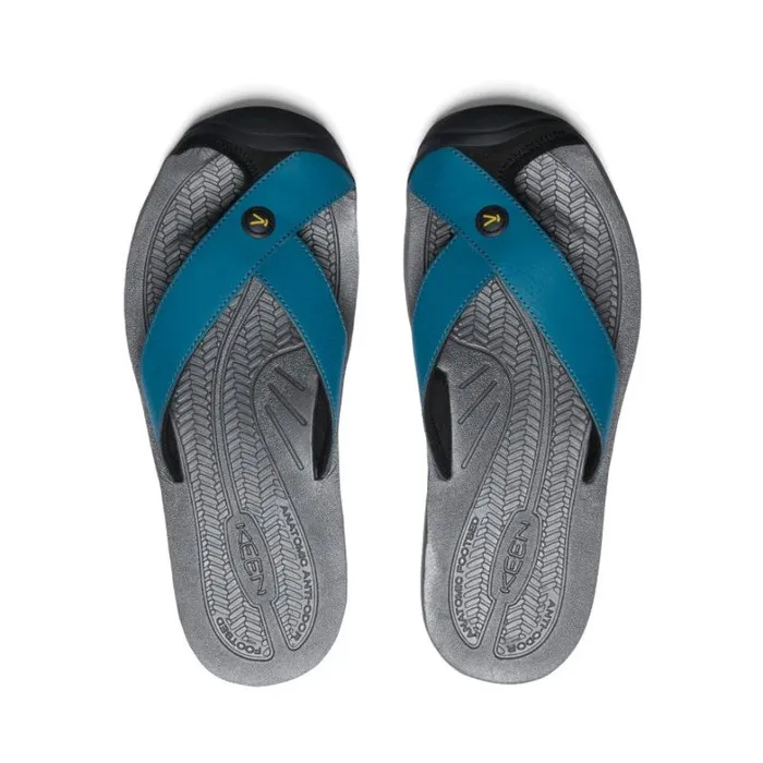 Men KEEN SlipOns Barbados Legion BlueAntique Moss Leather FlipFlop