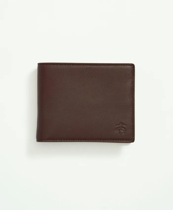 Men Lambskin Billfold Brown Brooks Brothers Bags and Leather Goods