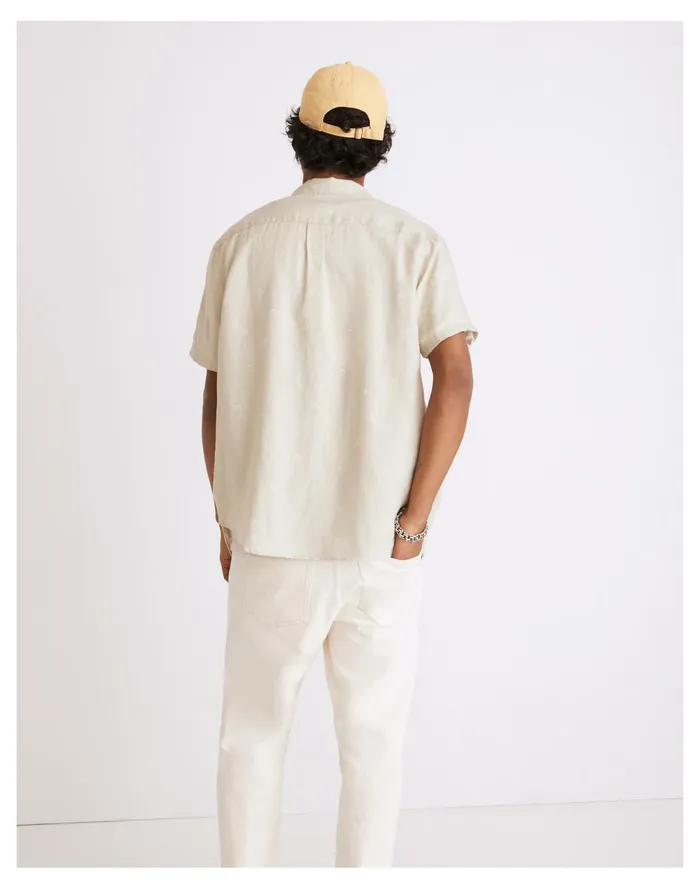 Men Linen Perfect Short Sleeve Shirt In Stripe Sunfaded Sage Madewell Shirts Men Linen Perfect Short Sleeve Shirt In Stripe Sunfaded Sage Madewell Shirts