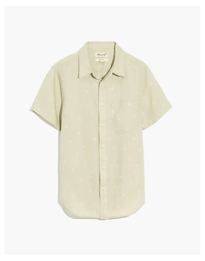Men Linen Perfect Short Sleeve Shirt In Stripe Sunfaded Sage Madewell Shirts Men Linen Perfect Short Sleeve Shirt In Stripe Sunfaded Sage Madewell Shirts
