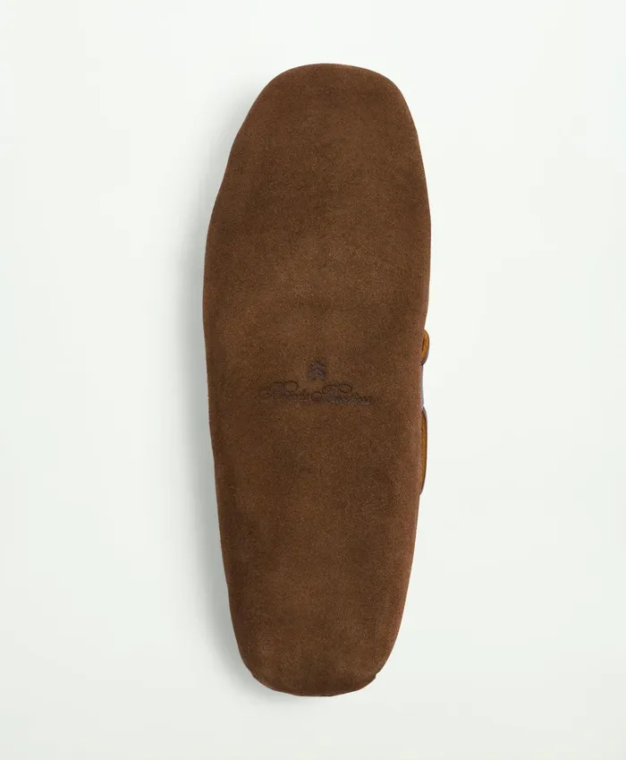 Men Lone Tree Shearling Slipper Brown Brooks Brothers Shoes