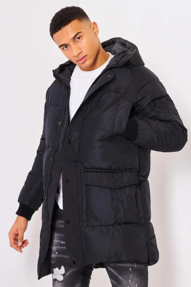 Men Longline Down Jacket In Black Black Brentiny Paris Parkas And Down Jackets