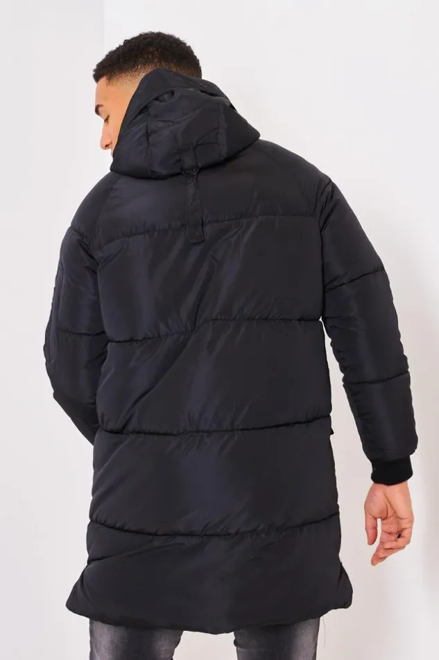 Men Longline Down Jacket In Black Black Brentiny Paris Parkas And Down Jackets